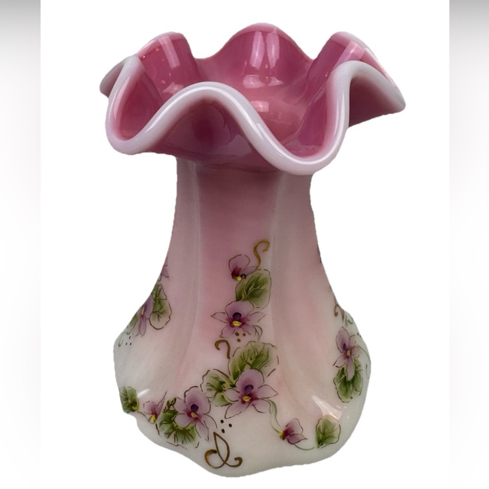 VTG Fenton 100th Anniversary Vase LTE ED #1347/1950 Hand Painted Stacy Williams